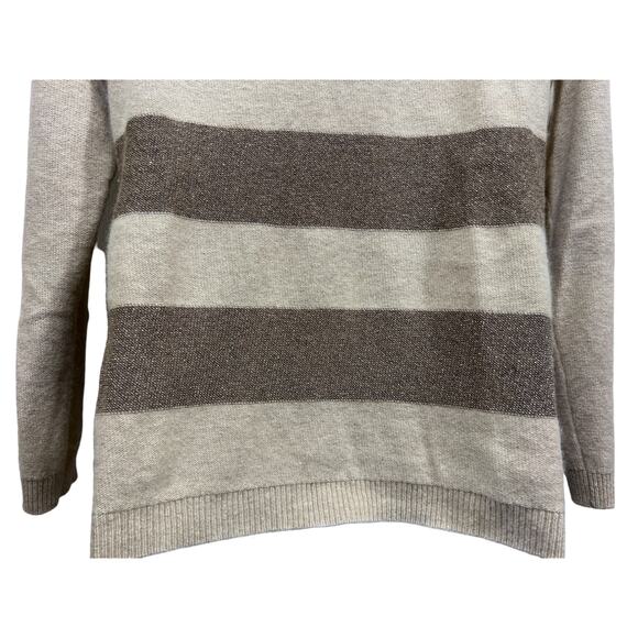 Coldwater Creek L/14 Boatneck Shimmer Striped Angora Cashmere Wool Blend Sweater - Picture 9 of 12